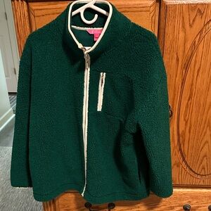 Lilly Pulitzer fuzzy zip up jacket